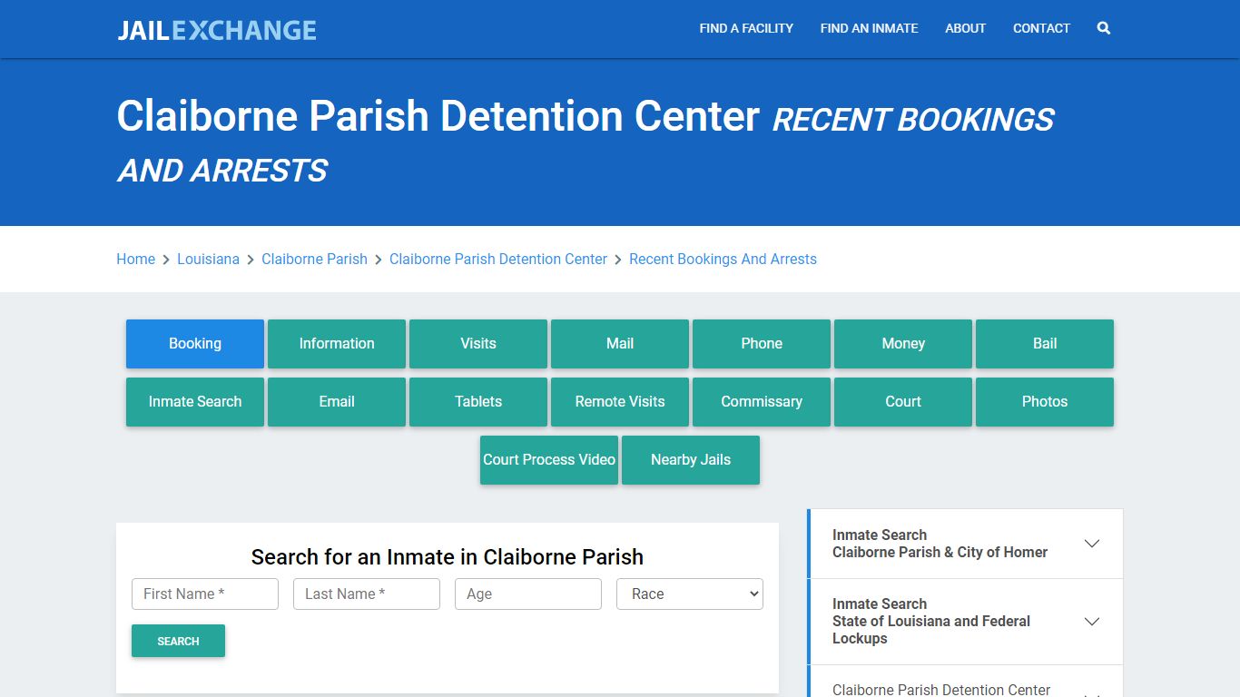 Claiborne Parish Detention Center Recent Bookings And Arrests