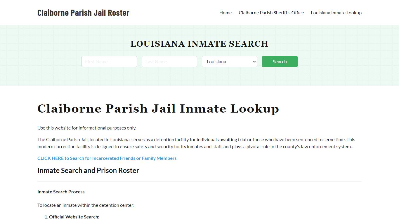 Claiborne Parish Jail Roster Lookup, LA, Inmate Search